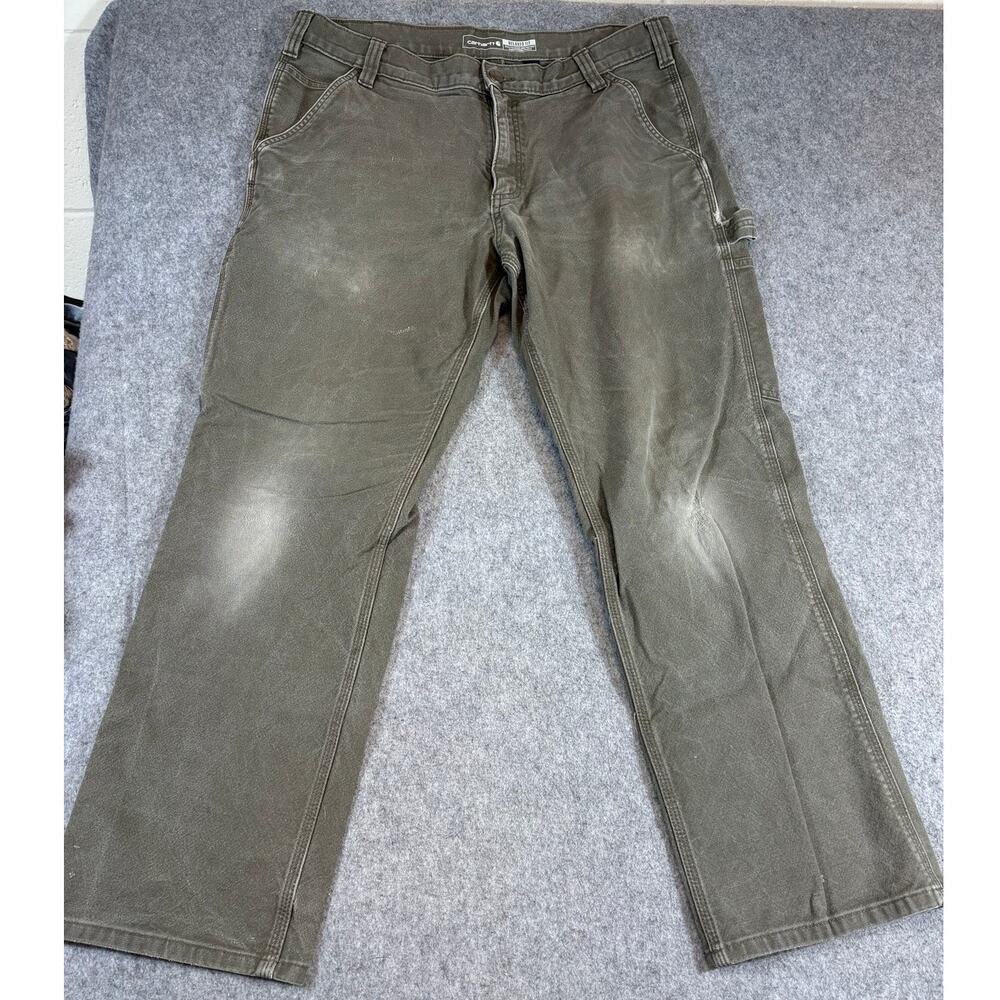 Carhartt Pants Men Gray Duck Canvas Relaxed Fit Utility Carpenter Workwear 36x30